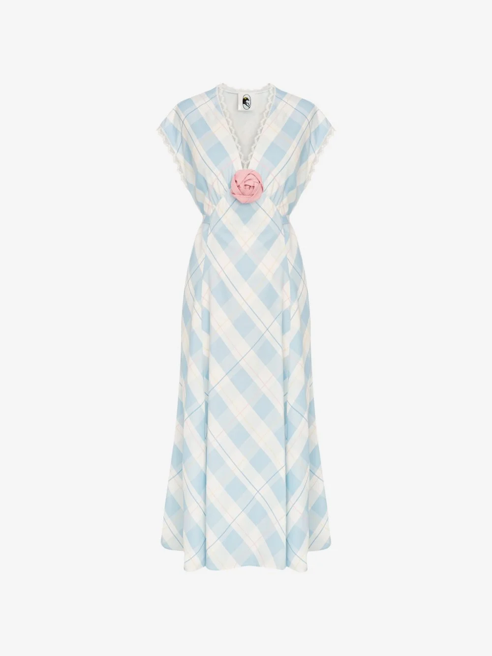 Genus plaid-pattern floral-appliqué midi dress - 1