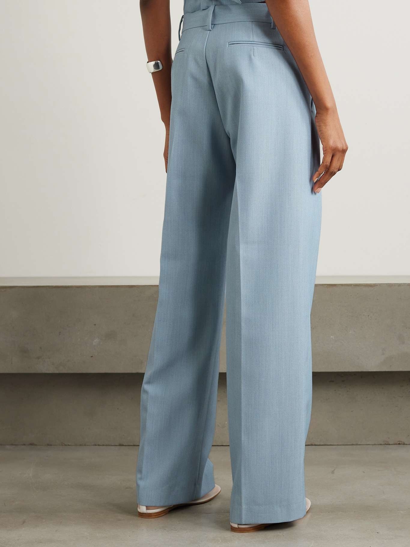 Carter pleated recycled twill wide-leg pants - 4