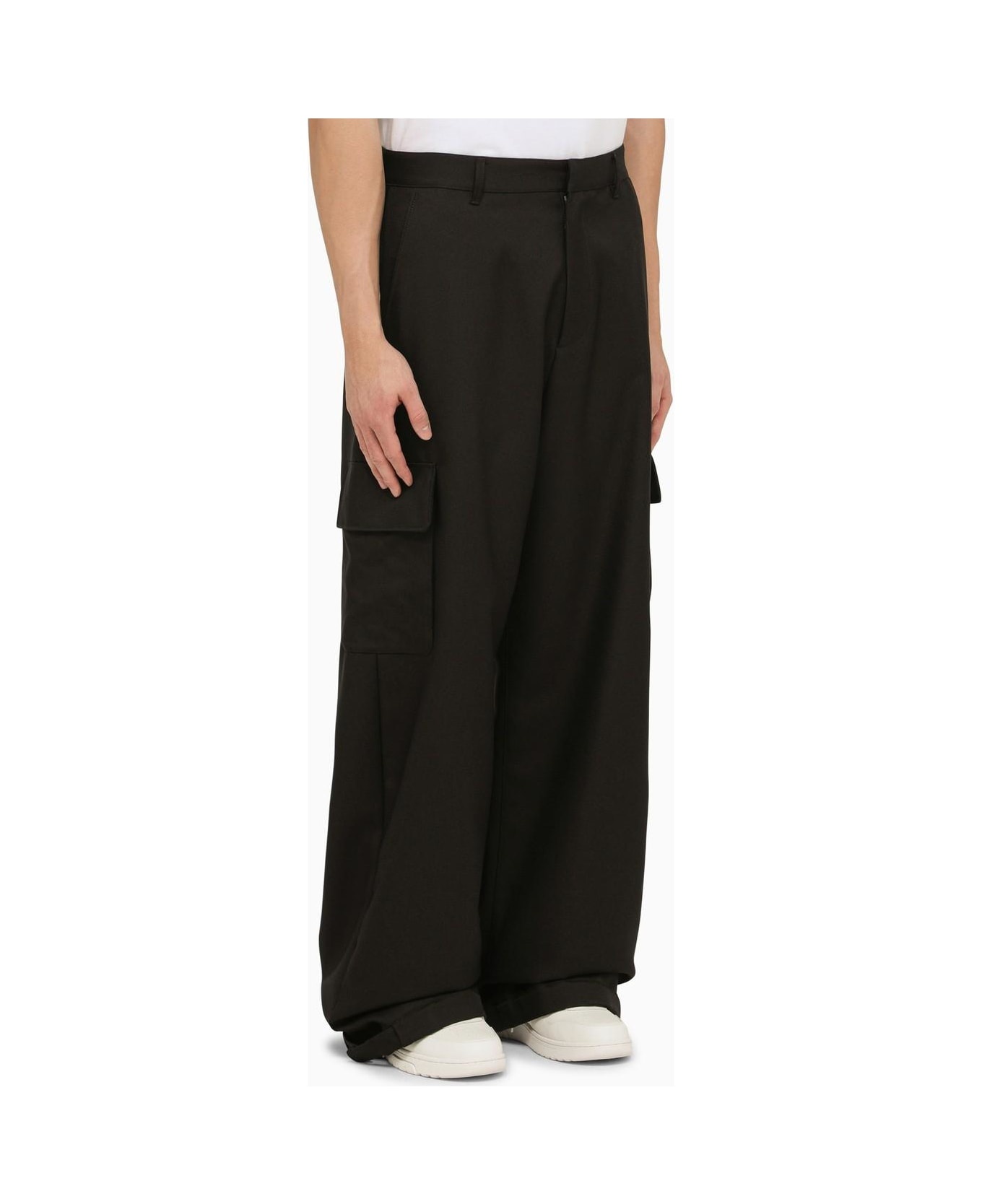 Black Denim Cargo Trousers - 2