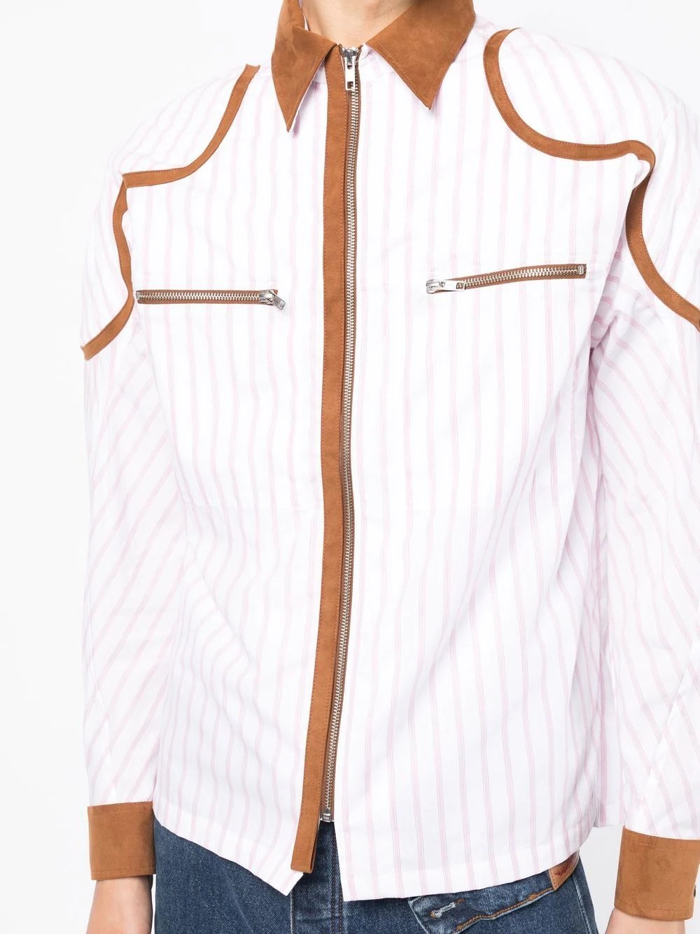 patch-detail striped shirts - 5