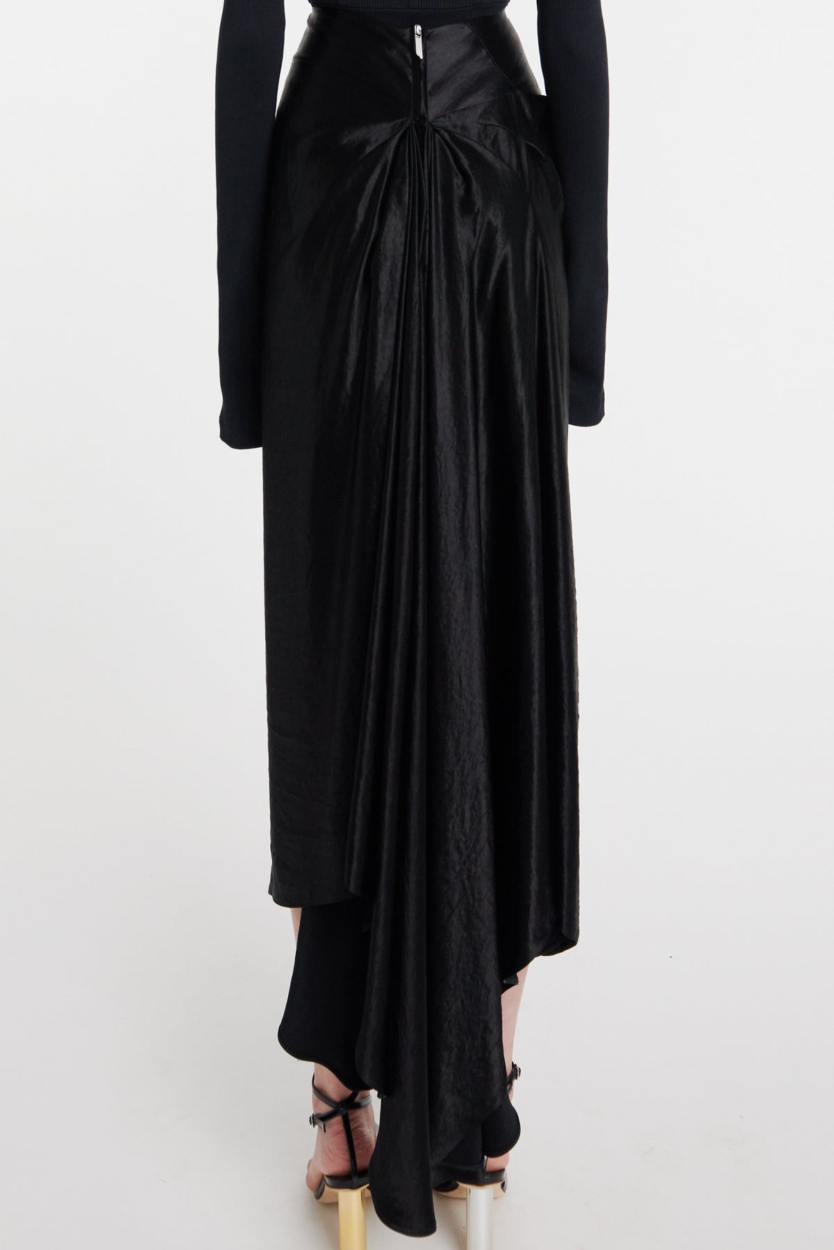 HIGH WAISTED DRAPED SKIRT WITH BACK GATHERING BLACK - 6