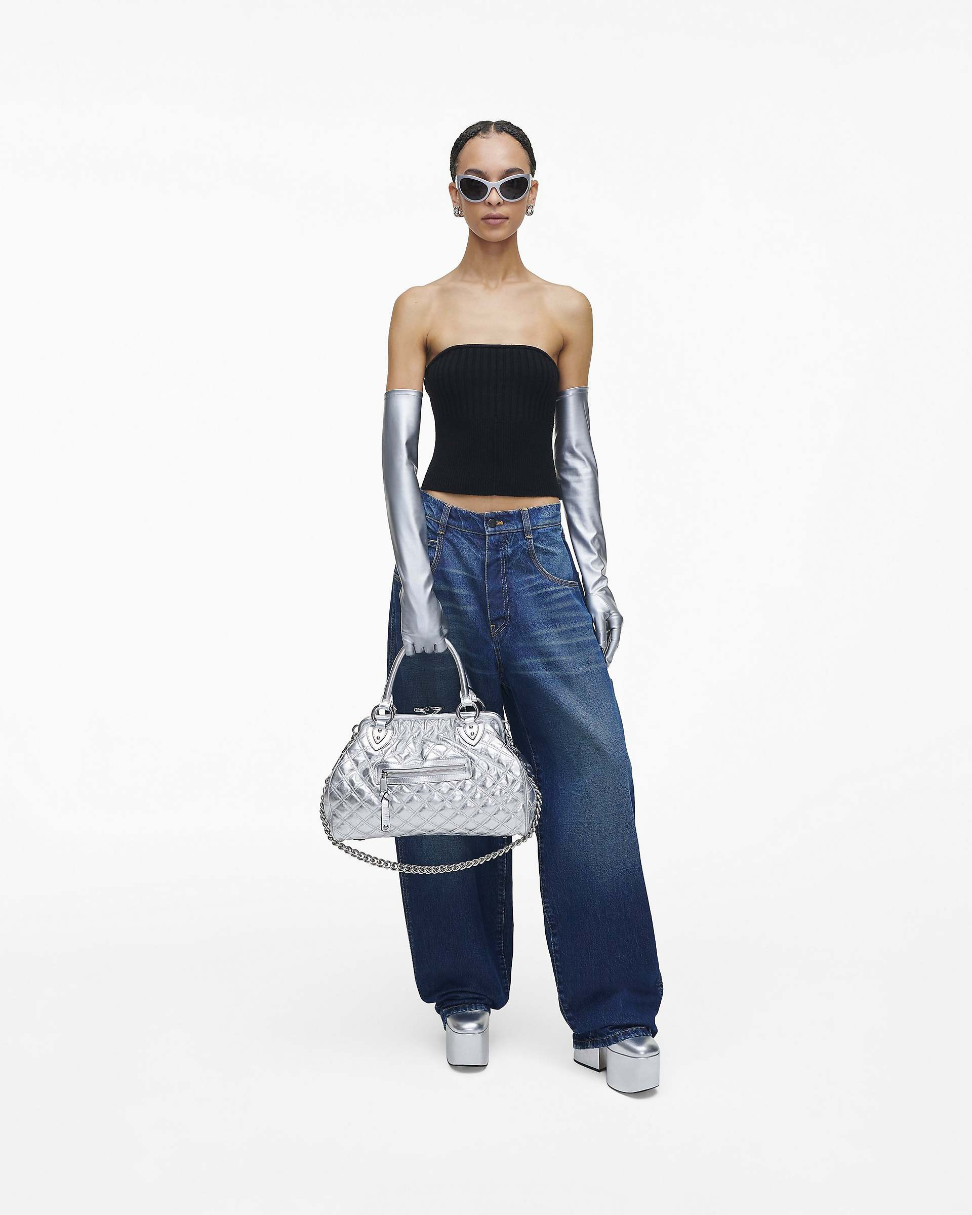 RE-EDITION QUILTED METALLIC LEATHER STAM BAG - 2