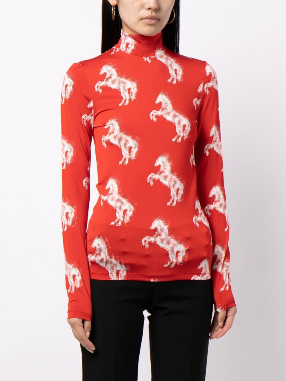 horse-print high-neck top - 3