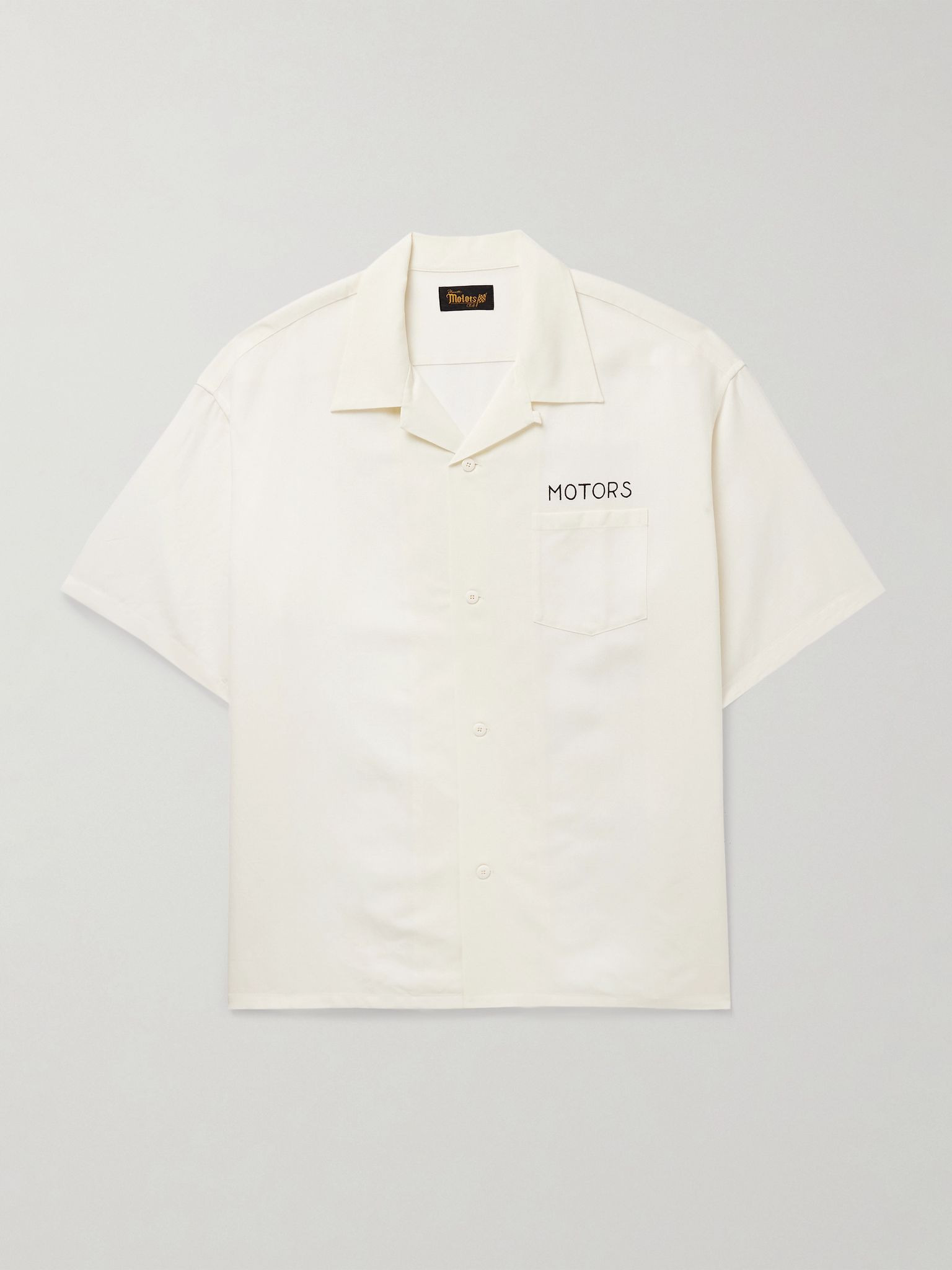 Crosby Convertible-Collar Embroidered Wool and Linen-Blend Shirt White - 1