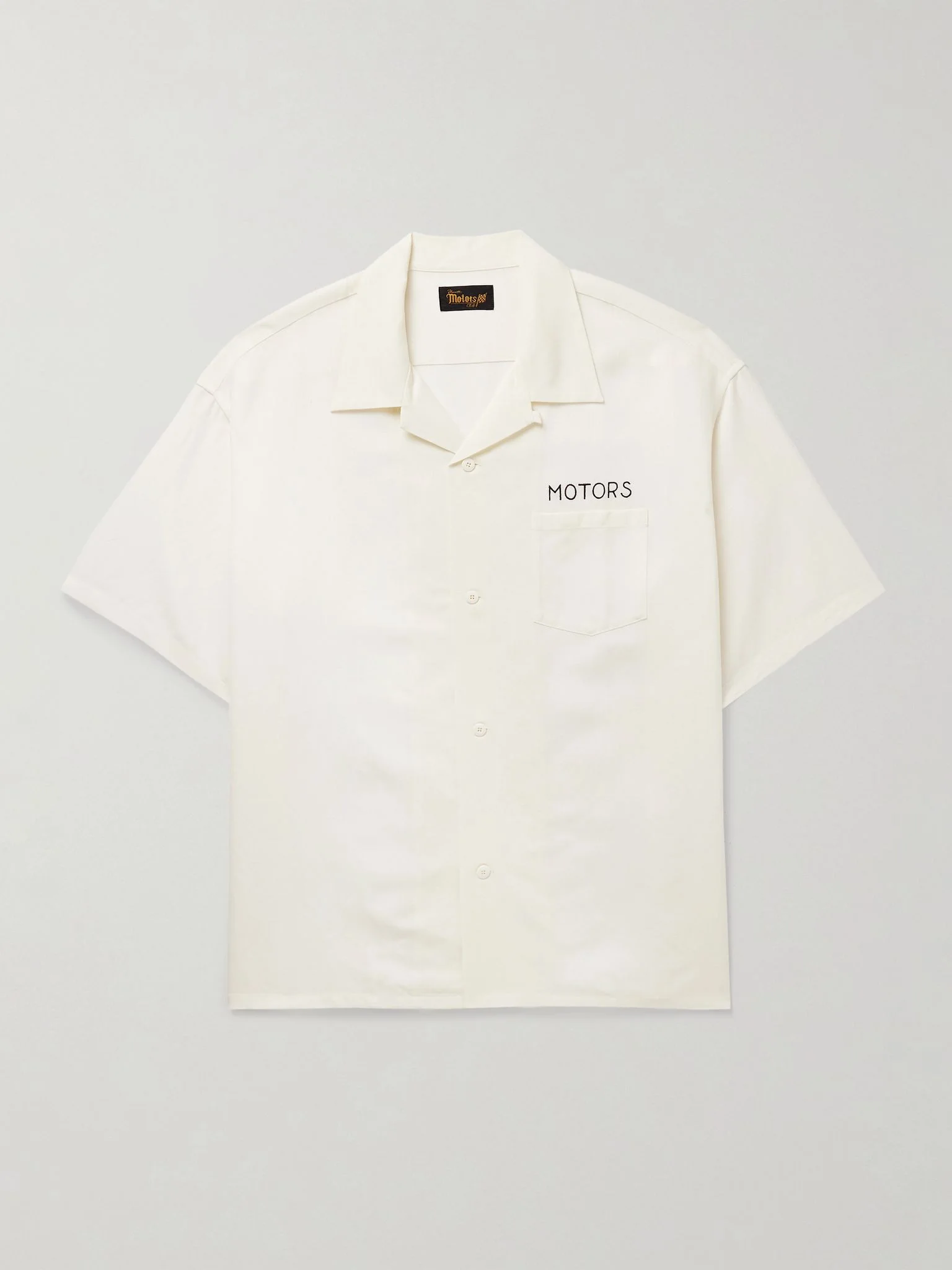 Crosby Convertible-Collar Embroidered Wool and Linen-Blend Shirt White - 1