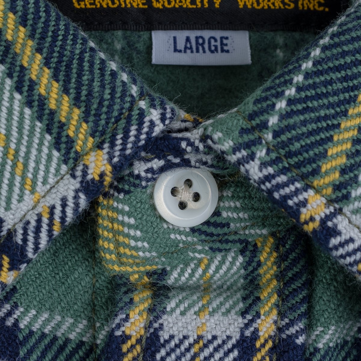 Ultra Heavy Flannel Tartan Check Western Shirt - Green - 10
