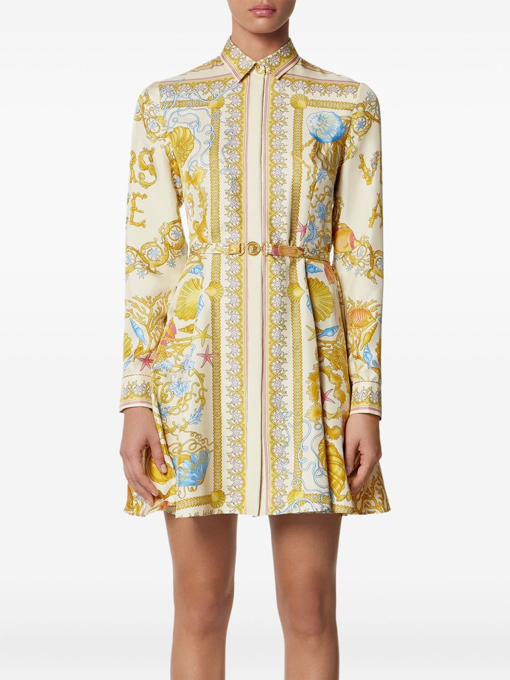 Underwater Barocco silk midi shirt dress - 4