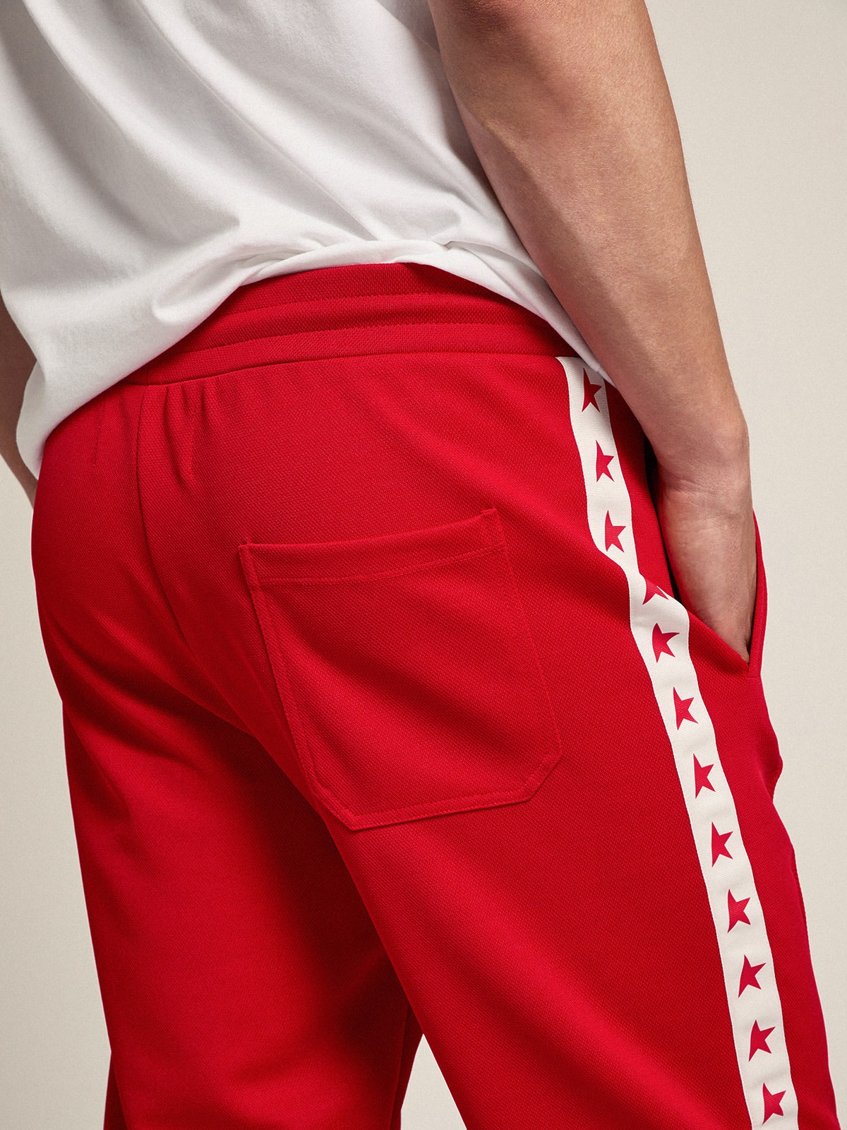 Men's red joggers with stars on the sides - 4