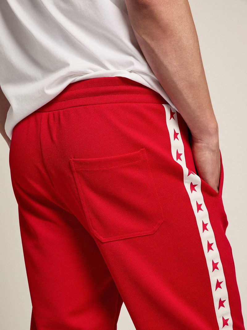 Men's red joggers with stars on the sides 4