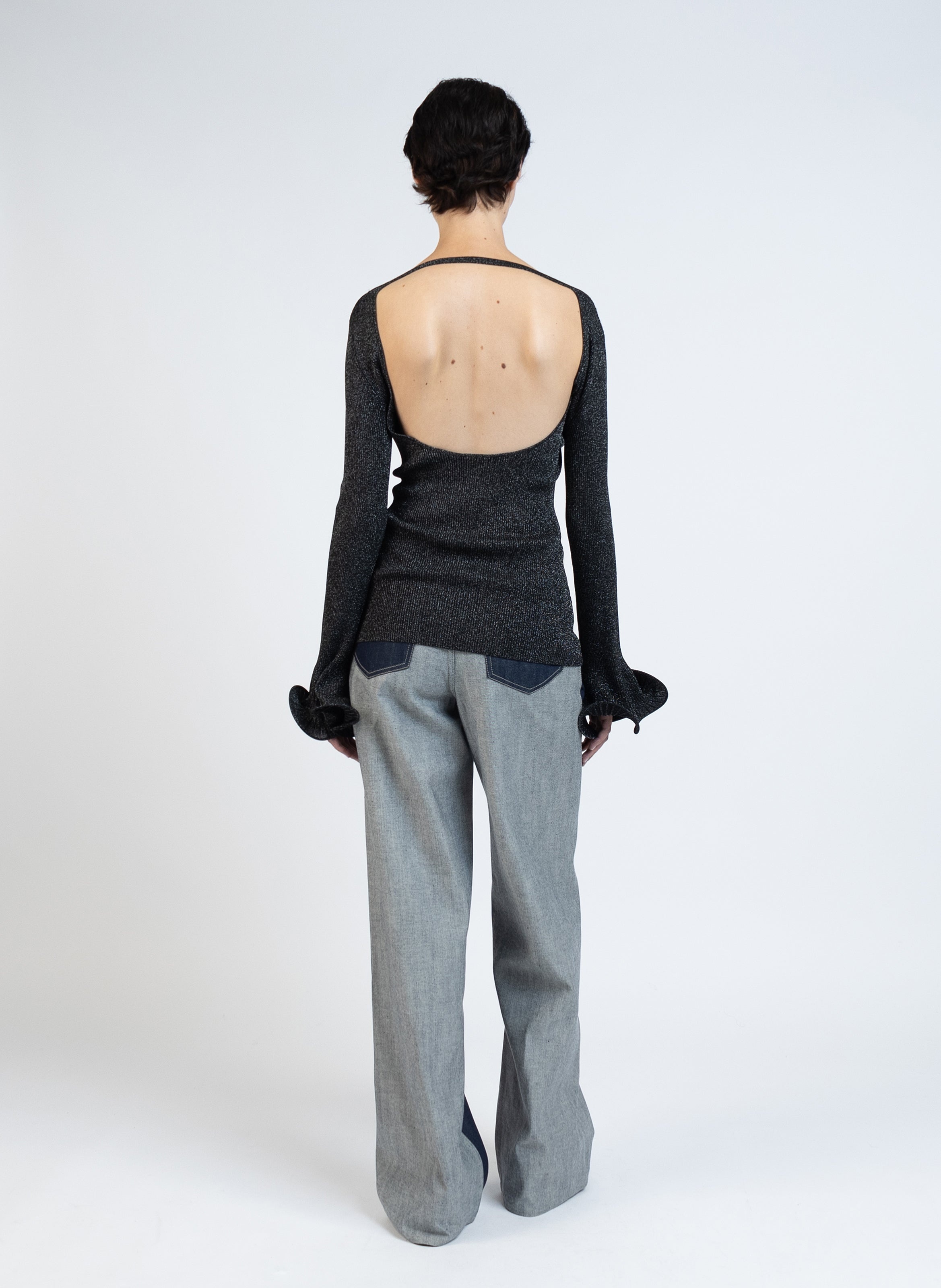 Knit Fitted Long Sleeve Top/Black - 5