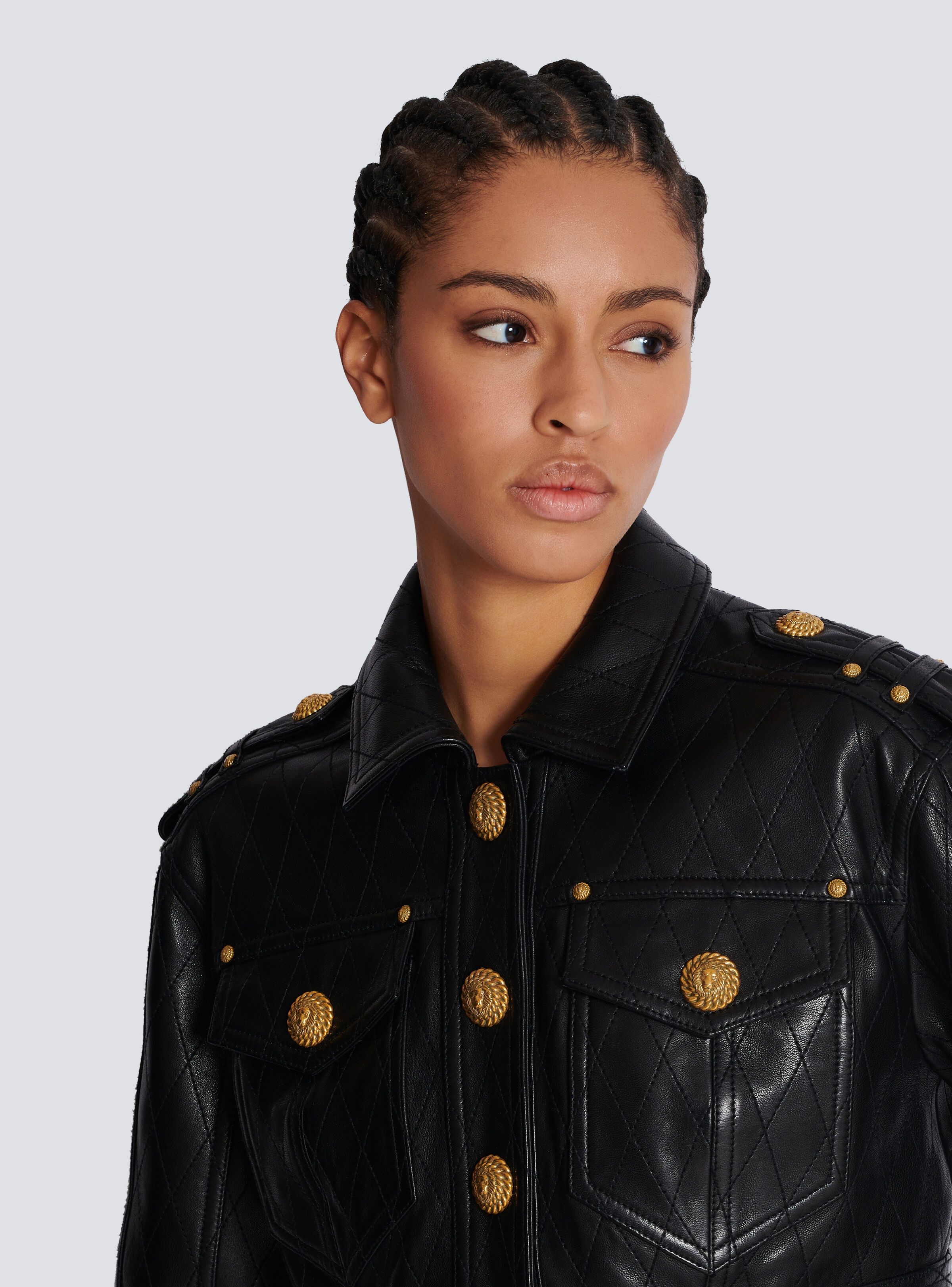 Topstitched cropped leather jacket - 7