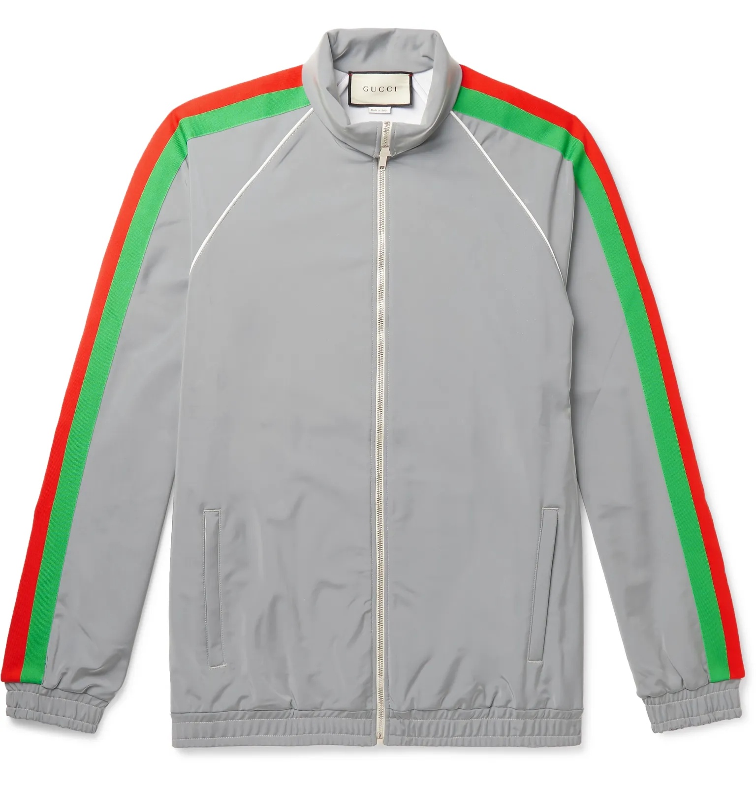 Webbing-Trimmed Iridescent Stretch-Jersey Track Jacket - 1