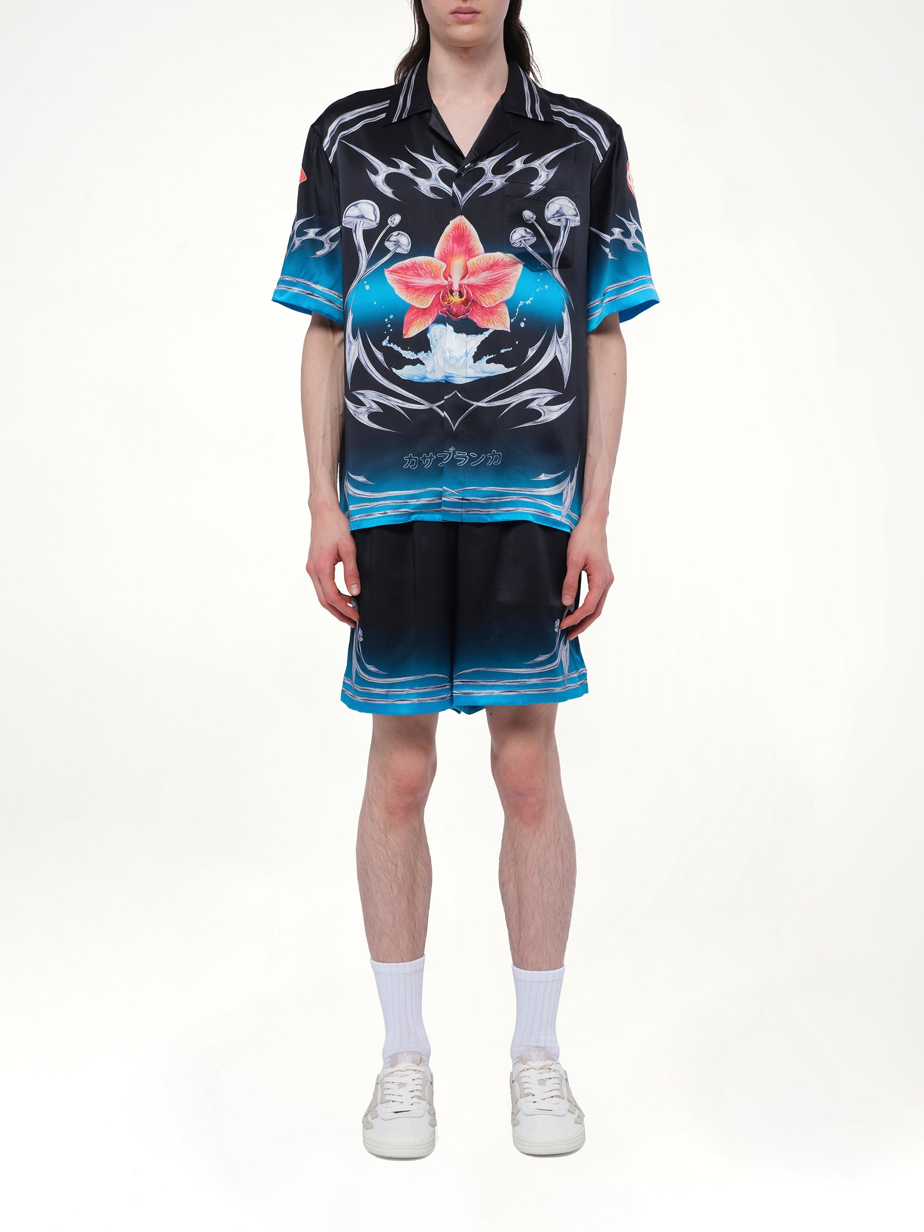 Silk Satin Blades Shirt in Multicolour - 7