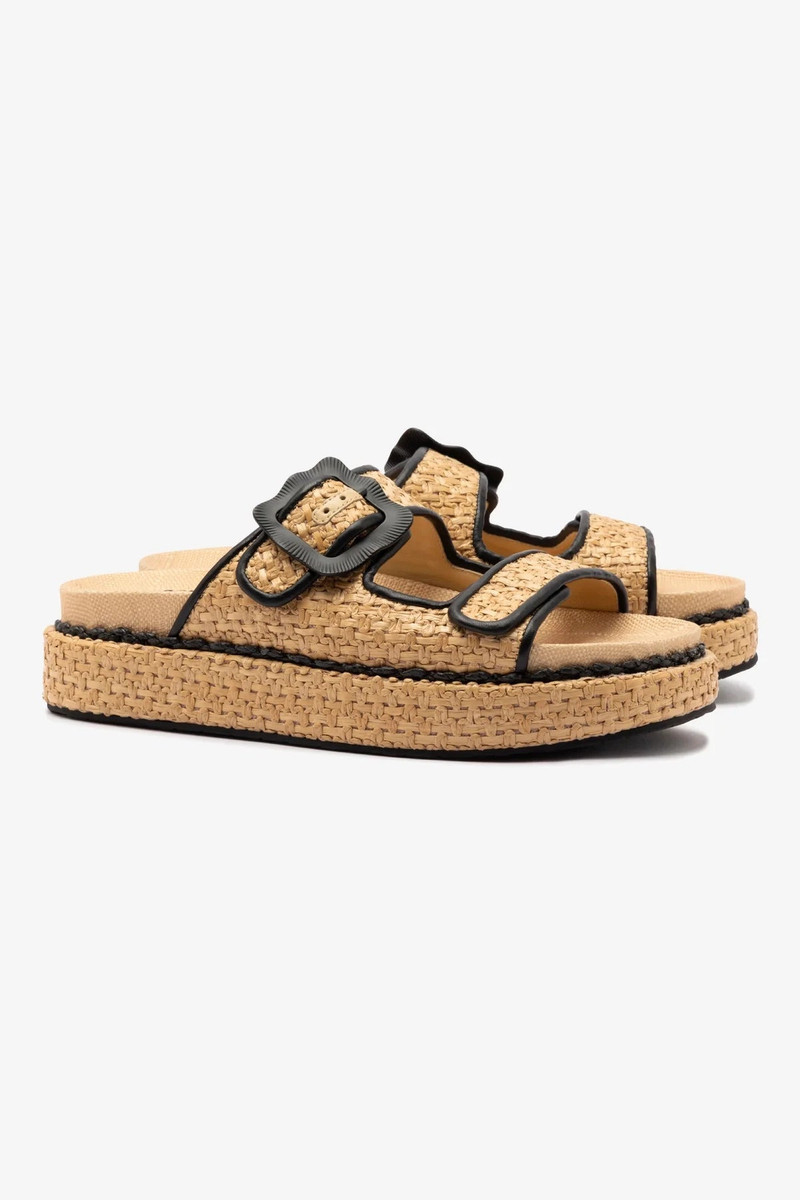 Maui Slide In Tapestry Natural Raffia and Black Trimming 3