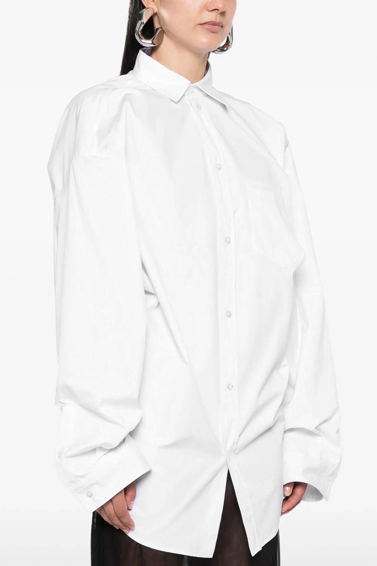 Tシャツ・カットソー BALENCIAGA Asymmetric shirt with logo embroidery BALENCIAGA Asymmetric shirt with logo embroidery