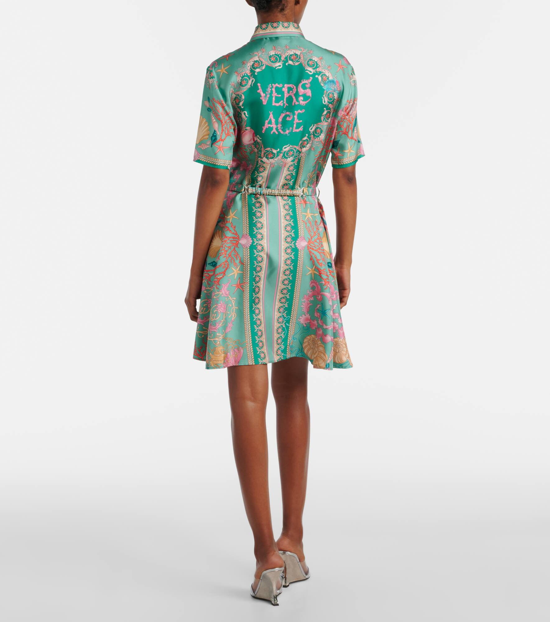 Underwater Barocco silk twill shirt dress - 3