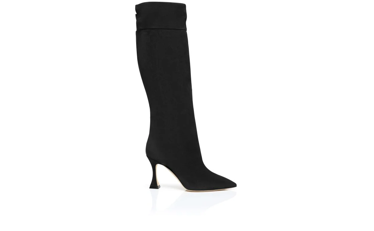Black Suede Knee High Boots - 1