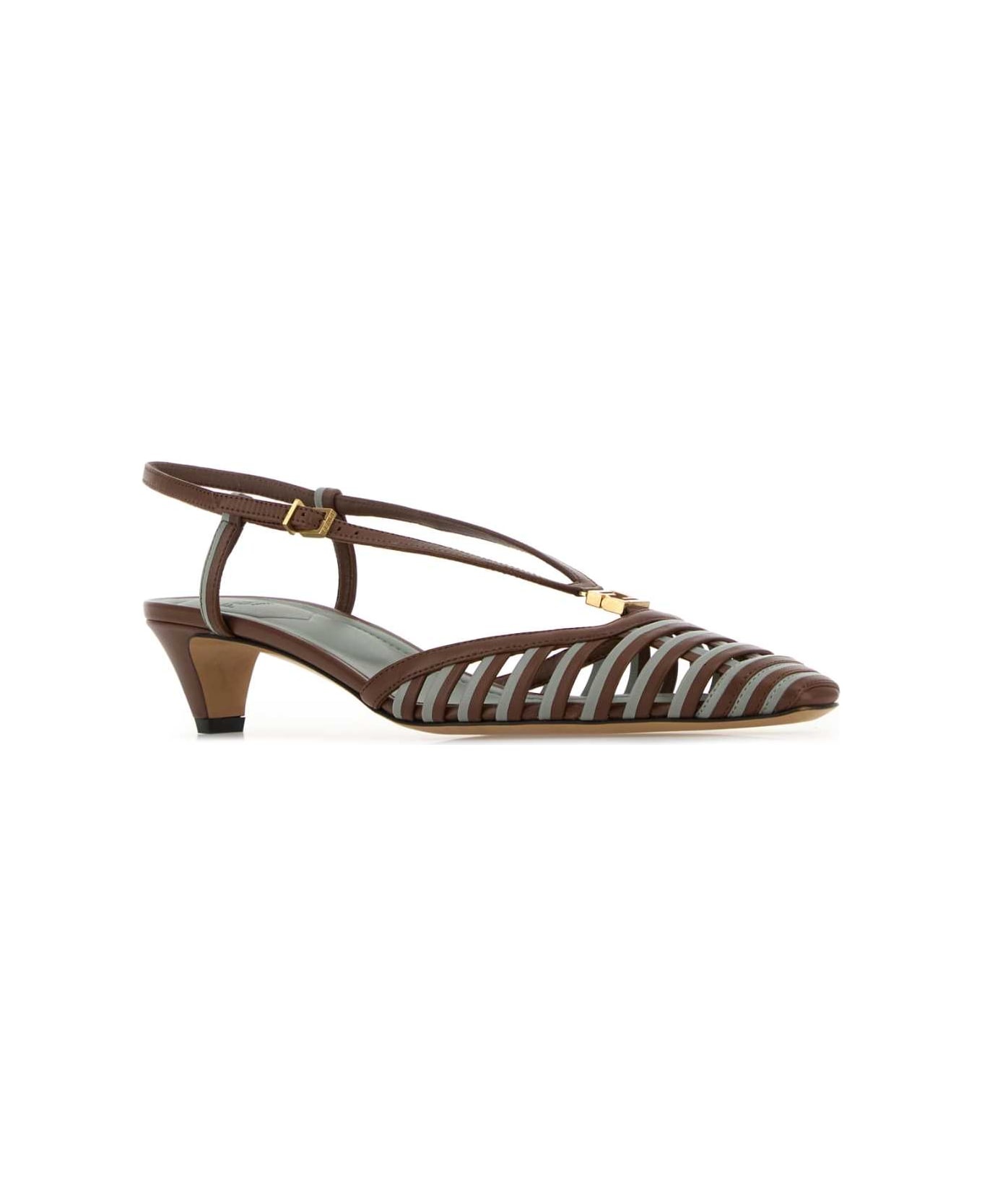 Two-tone Leather Ffold Pumps - 2