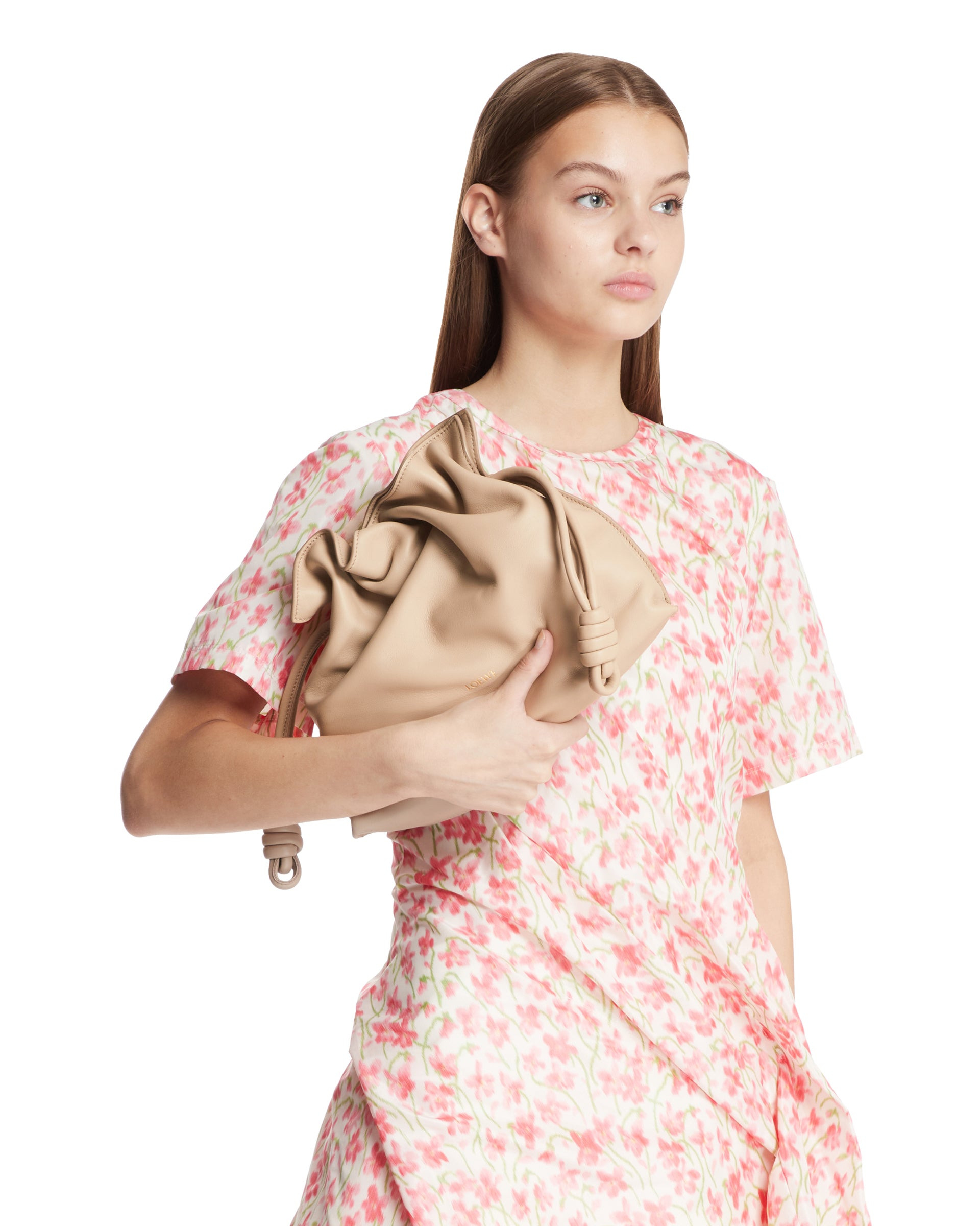 Beige Medium Flamenco Clutch Bag - 4