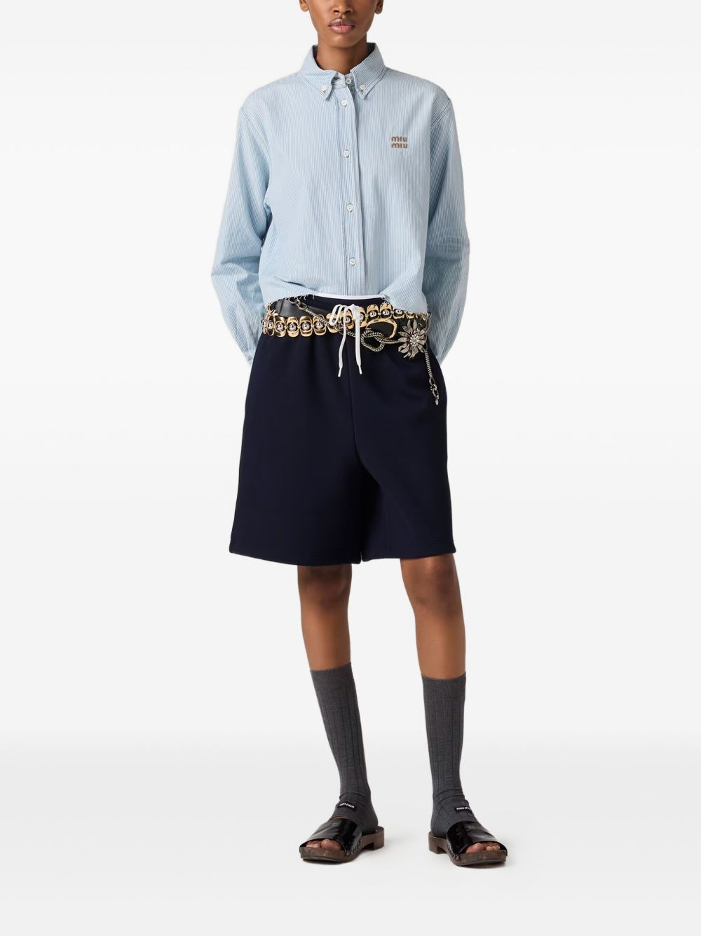 striped frayed-edge shirt - 2