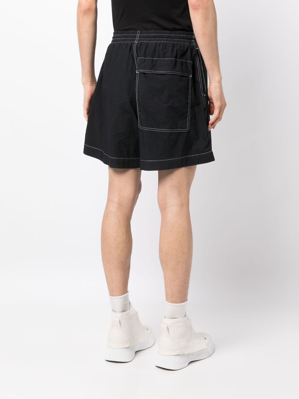 contrast-stitching cotton shorts - 4