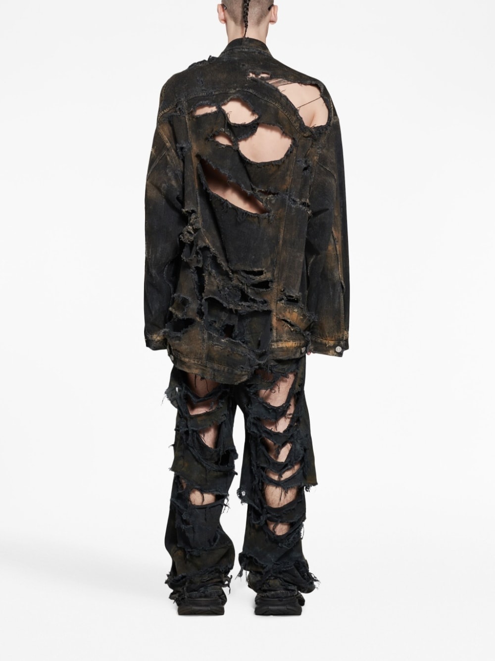 distressed-effect denim jacket - 4