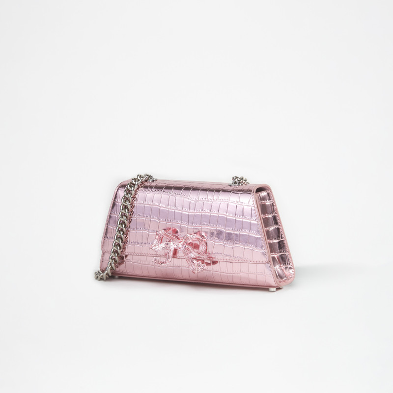 self-portrait Pink Metallic Bow Mini Shoulder Bag outlook