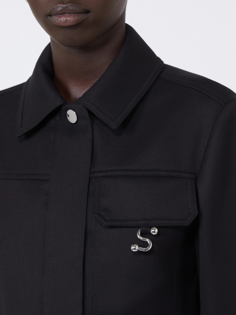 SARTA Short washed gabardine jacket - BLACK 6
