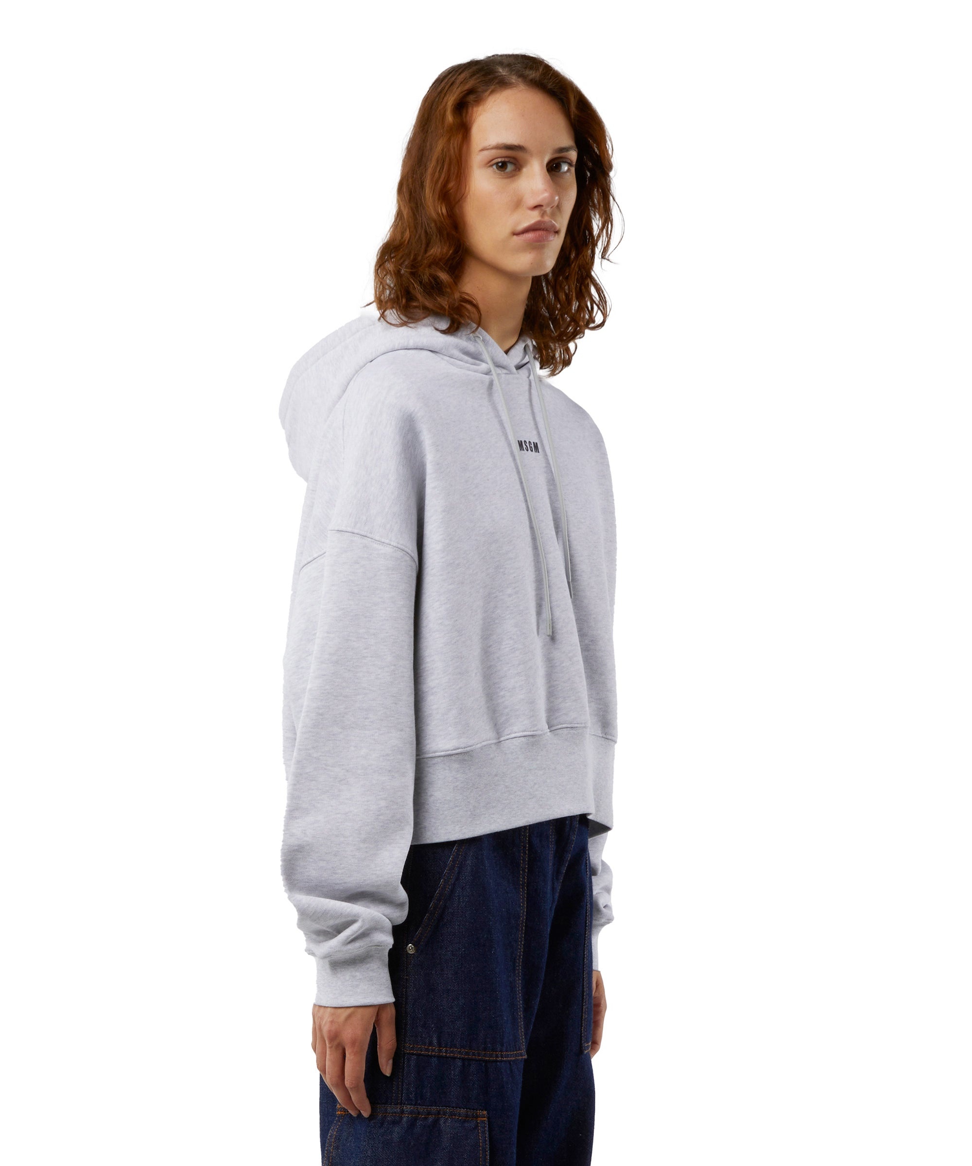 Cotton sweatshirt with hood and micro logo - 4