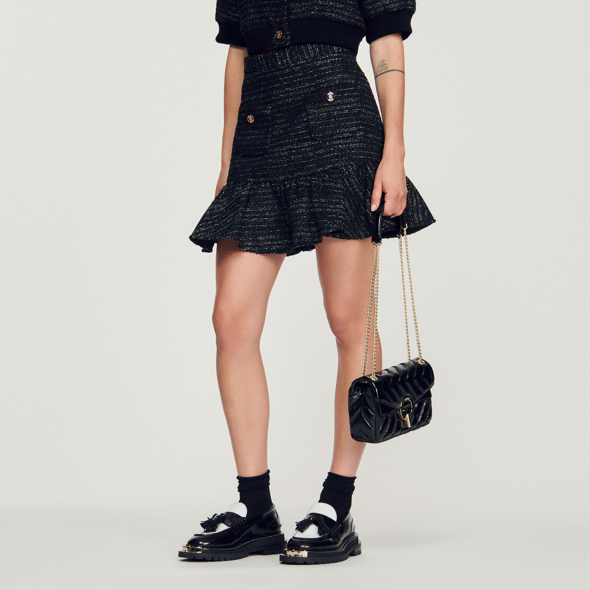 Short tweed ruffled skirt - 5