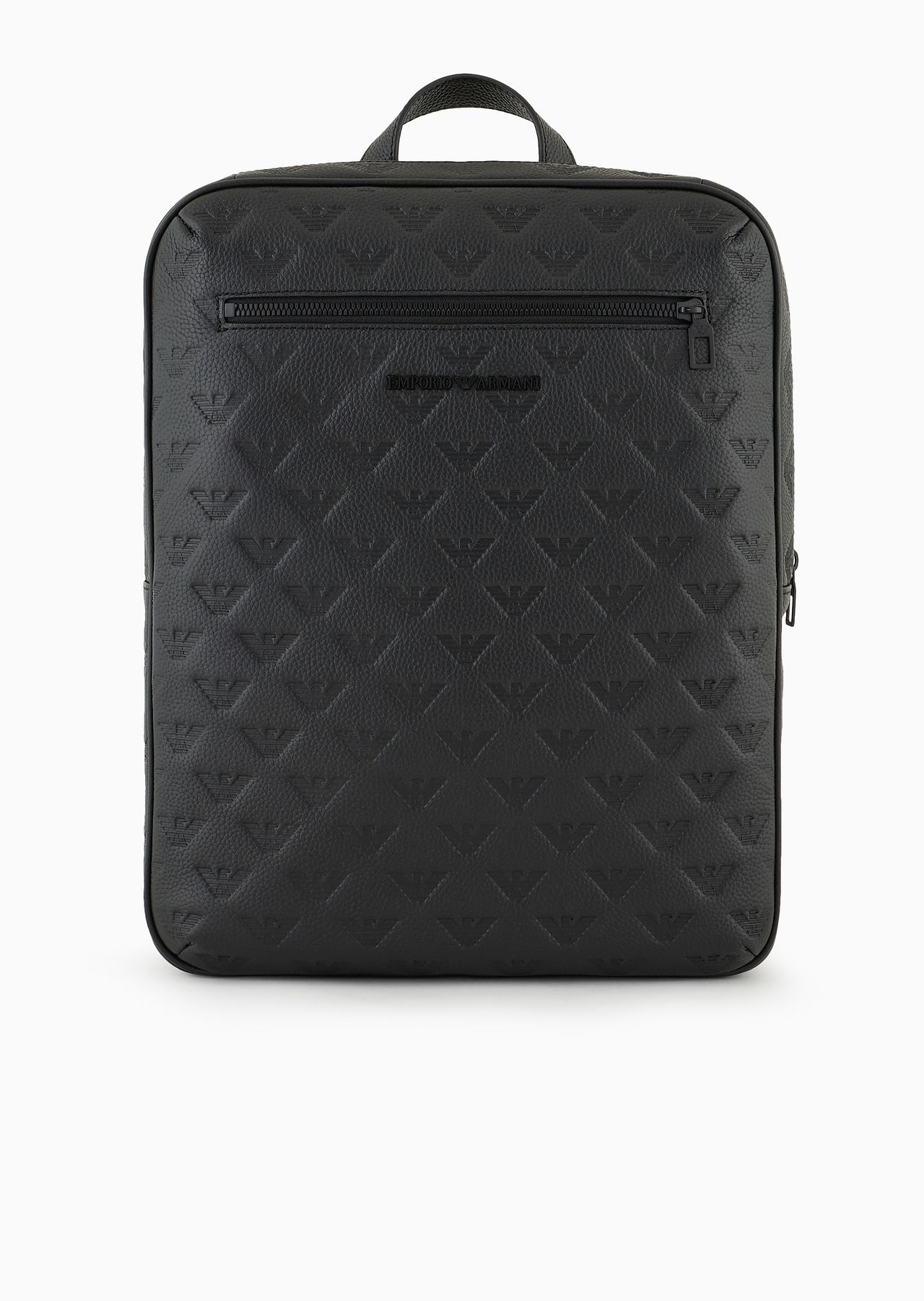Slim leather backpack with all-over embossed eagle - 1