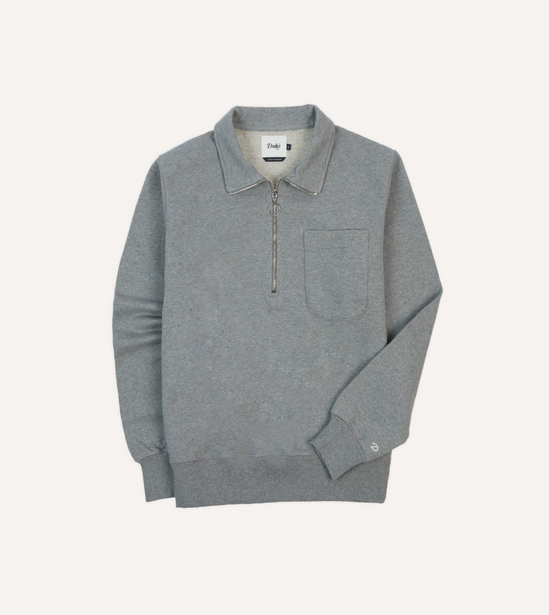 Grey Cotton Quarter Zip Collared Sweatshirt 1
