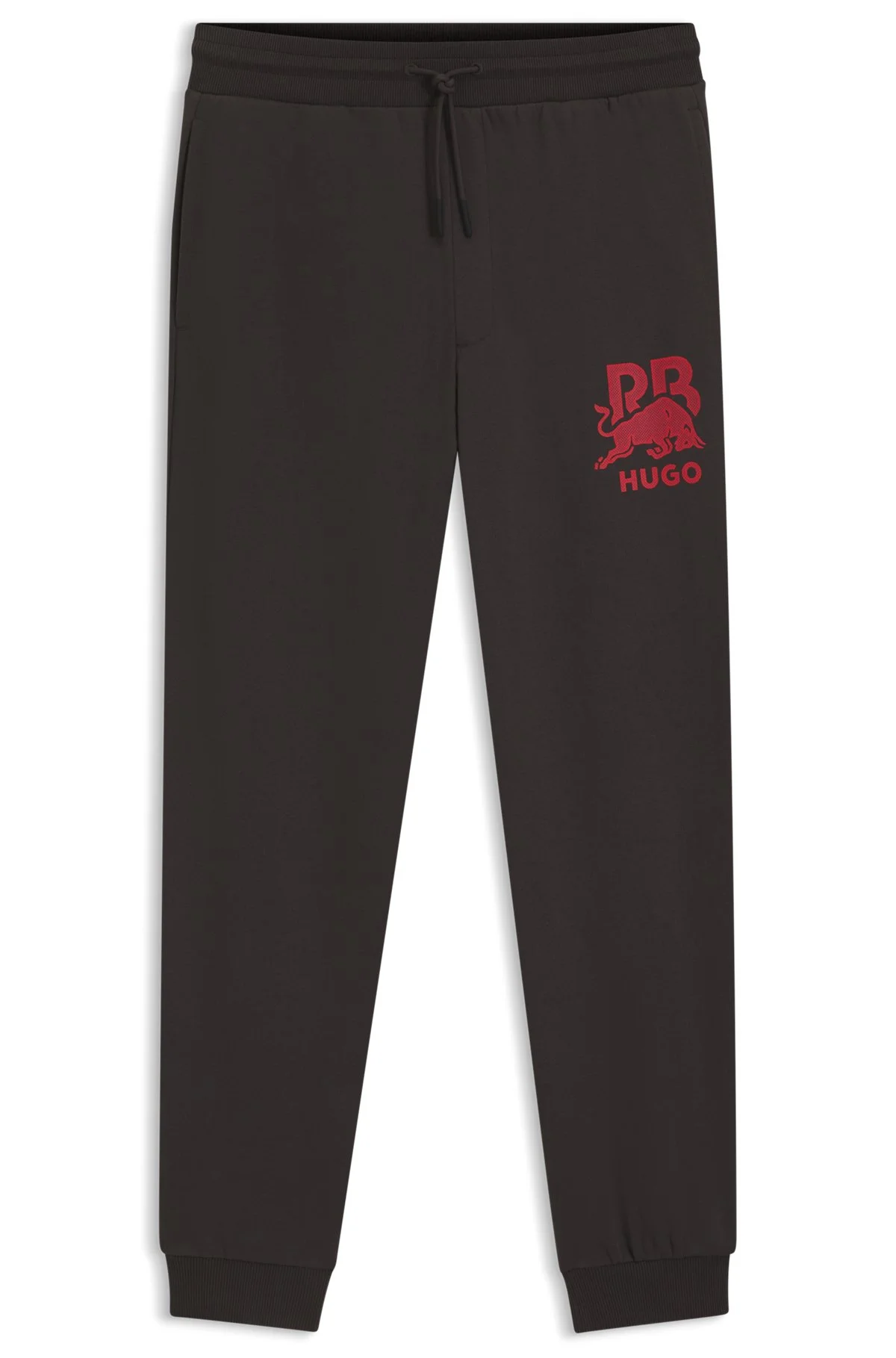 HUGO X RB COTTON-TERRY TRACKSUIT BOTTOMS WITH BULL GRAPHIC - 1