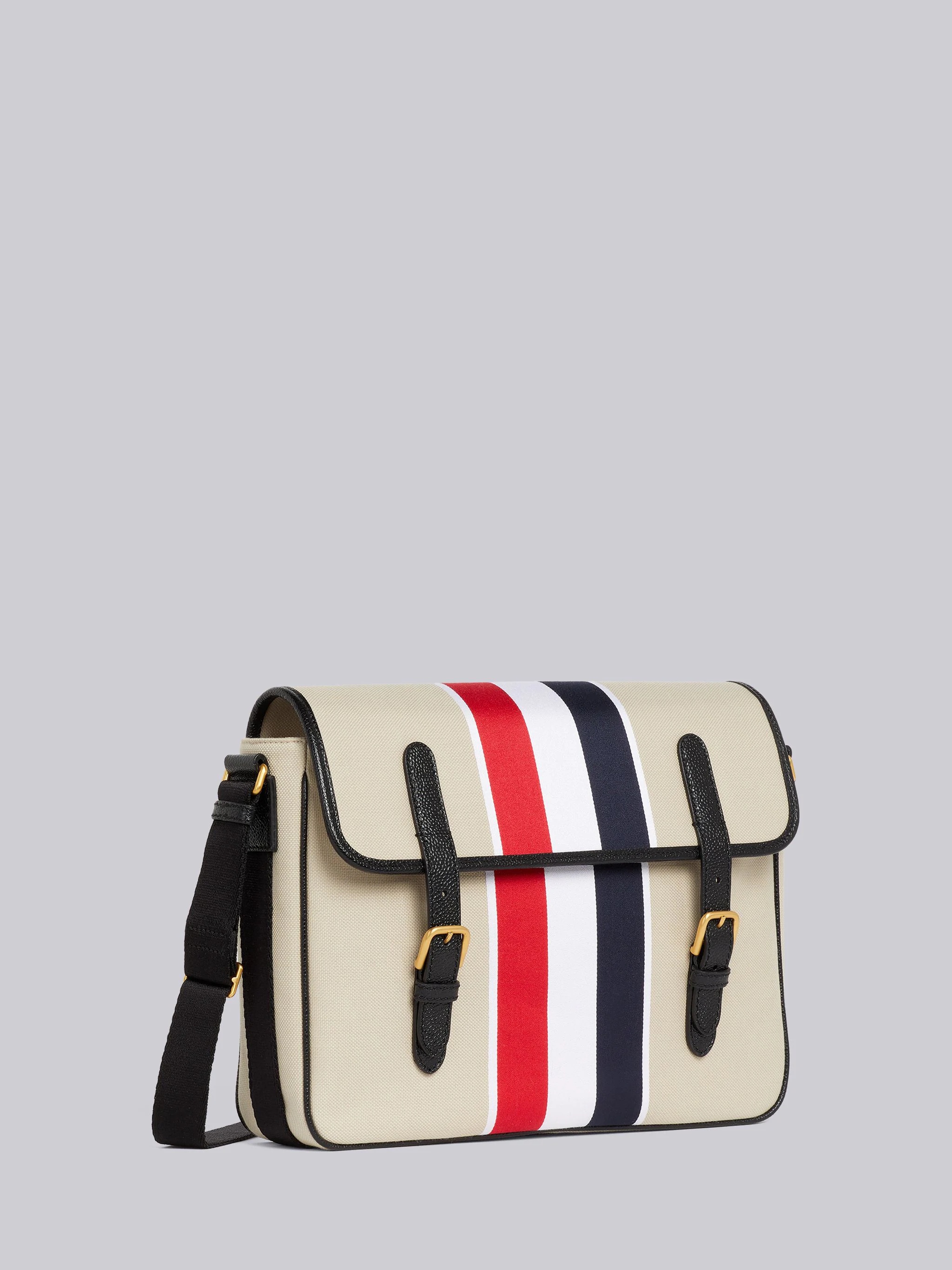 Khaki Canvas Jacquard Stripe Hunting Messenger Bag 3