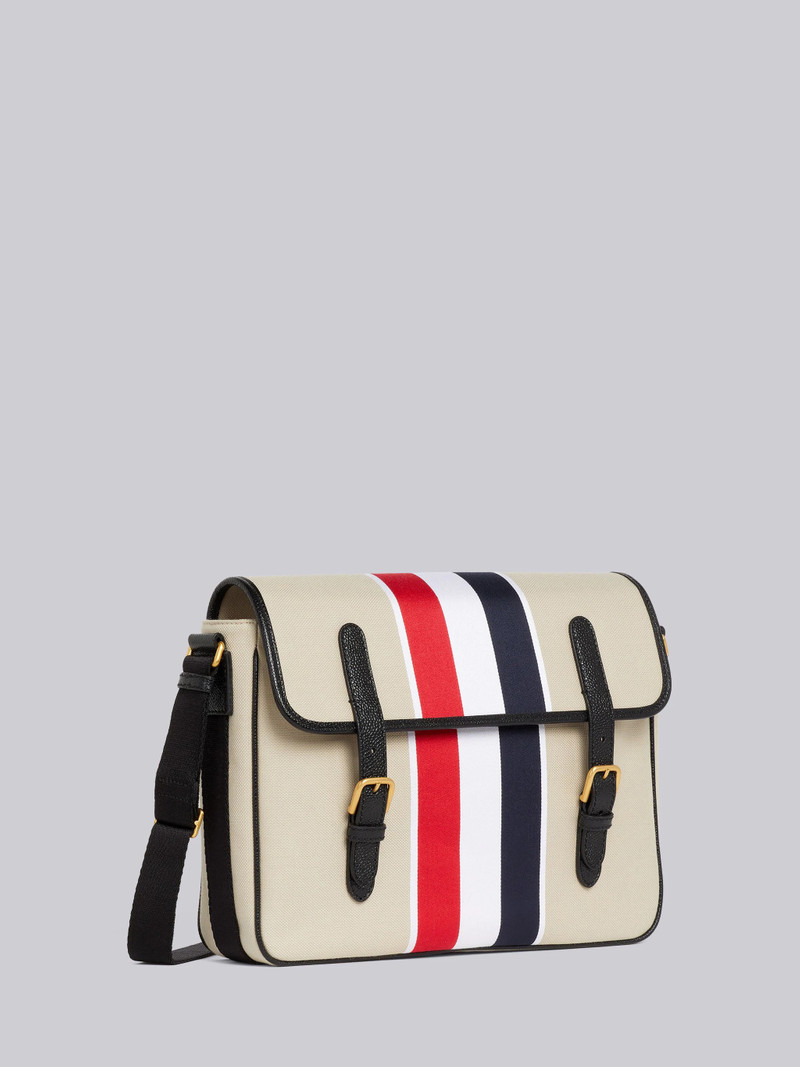 Khaki Canvas Jacquard Stripe Hunting Messenger Bag 3