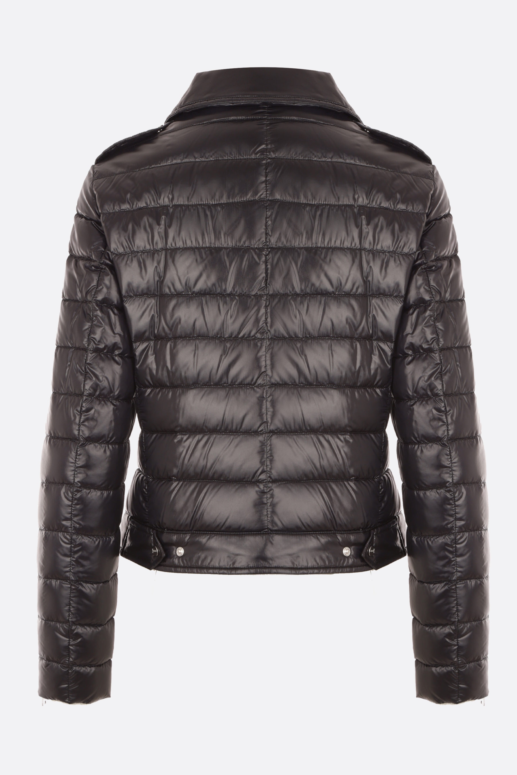 QUILTED SHINY NYLON BIKER DOWN JACKET - 2