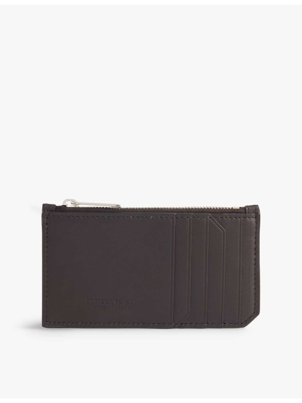 Intrecciato zip leather card holder - 3