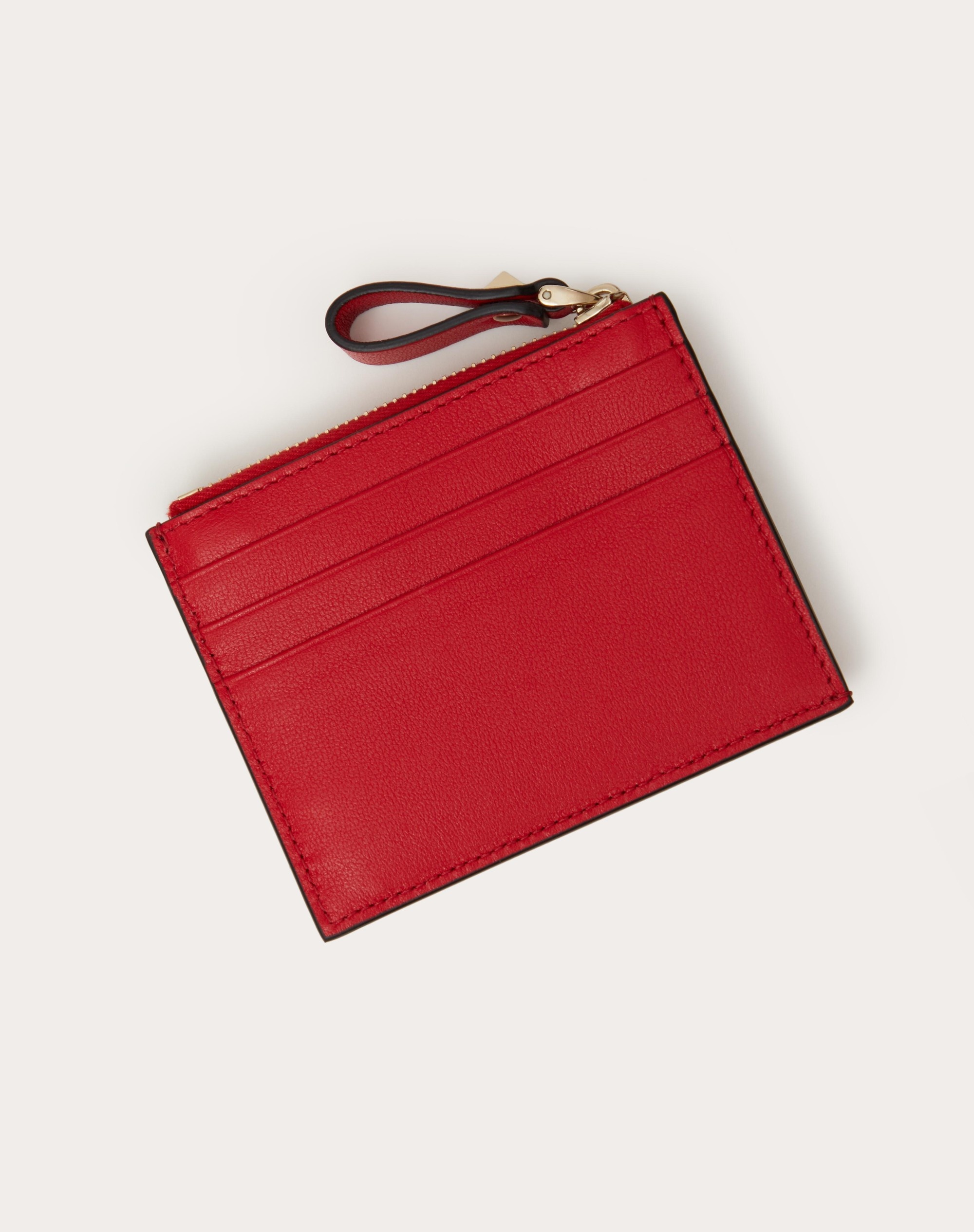 ROCKSTUD CALFSKIN CARDHOLDER WITH ZIPPER - 3