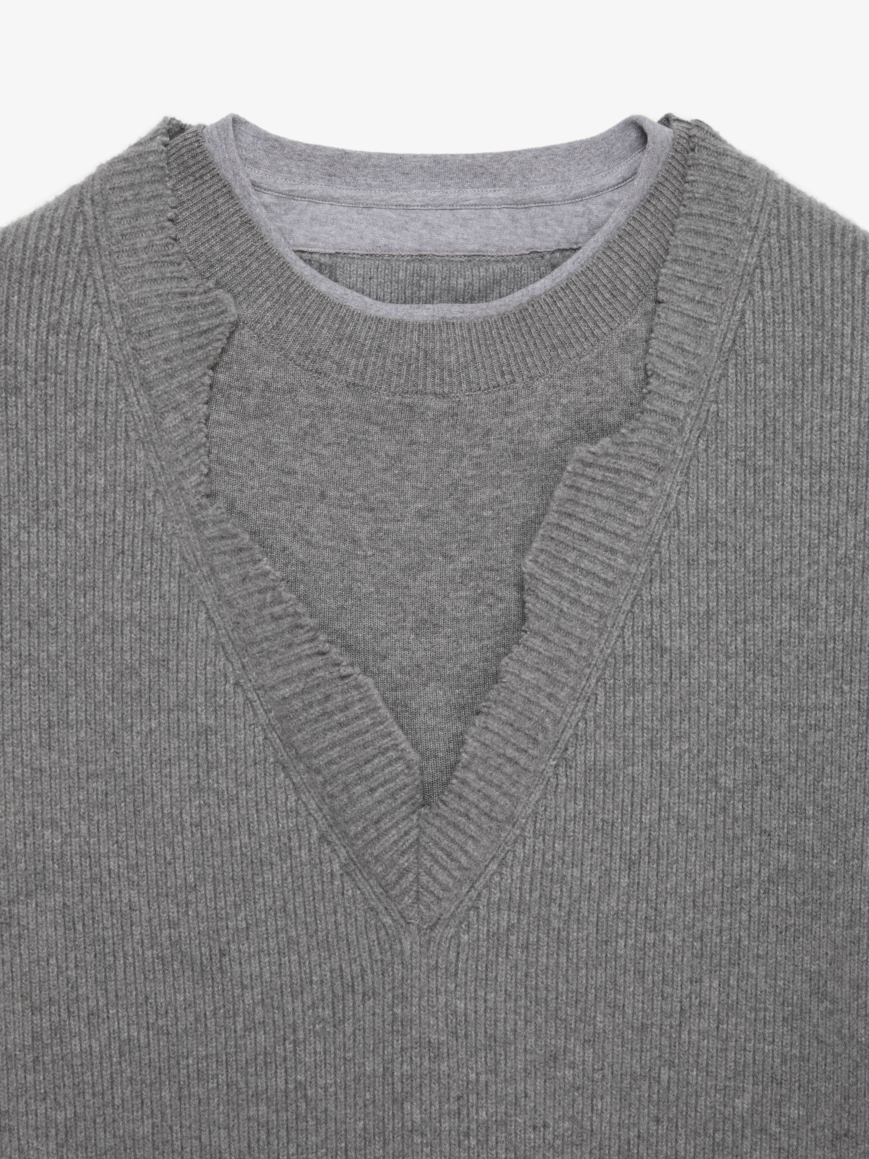 CUT & LAYER SWEATER IN WOOL AND COTTON - 5