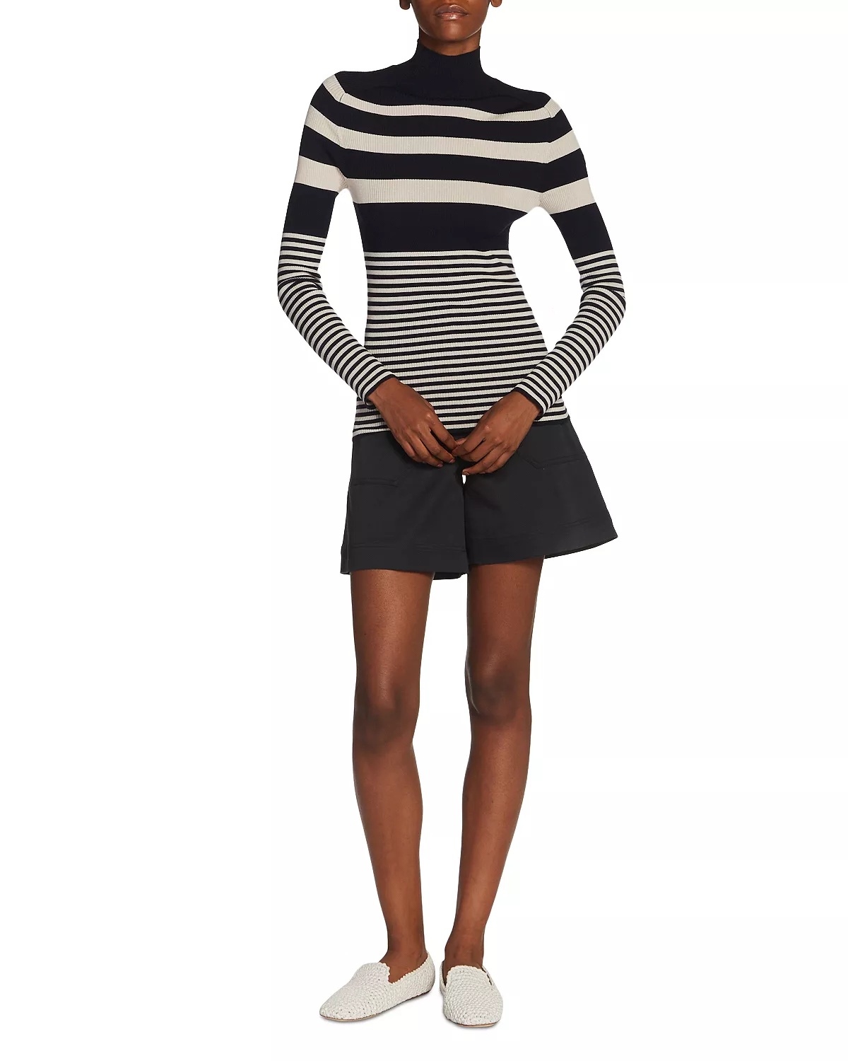 Striped Mock Neck Sweater - 2