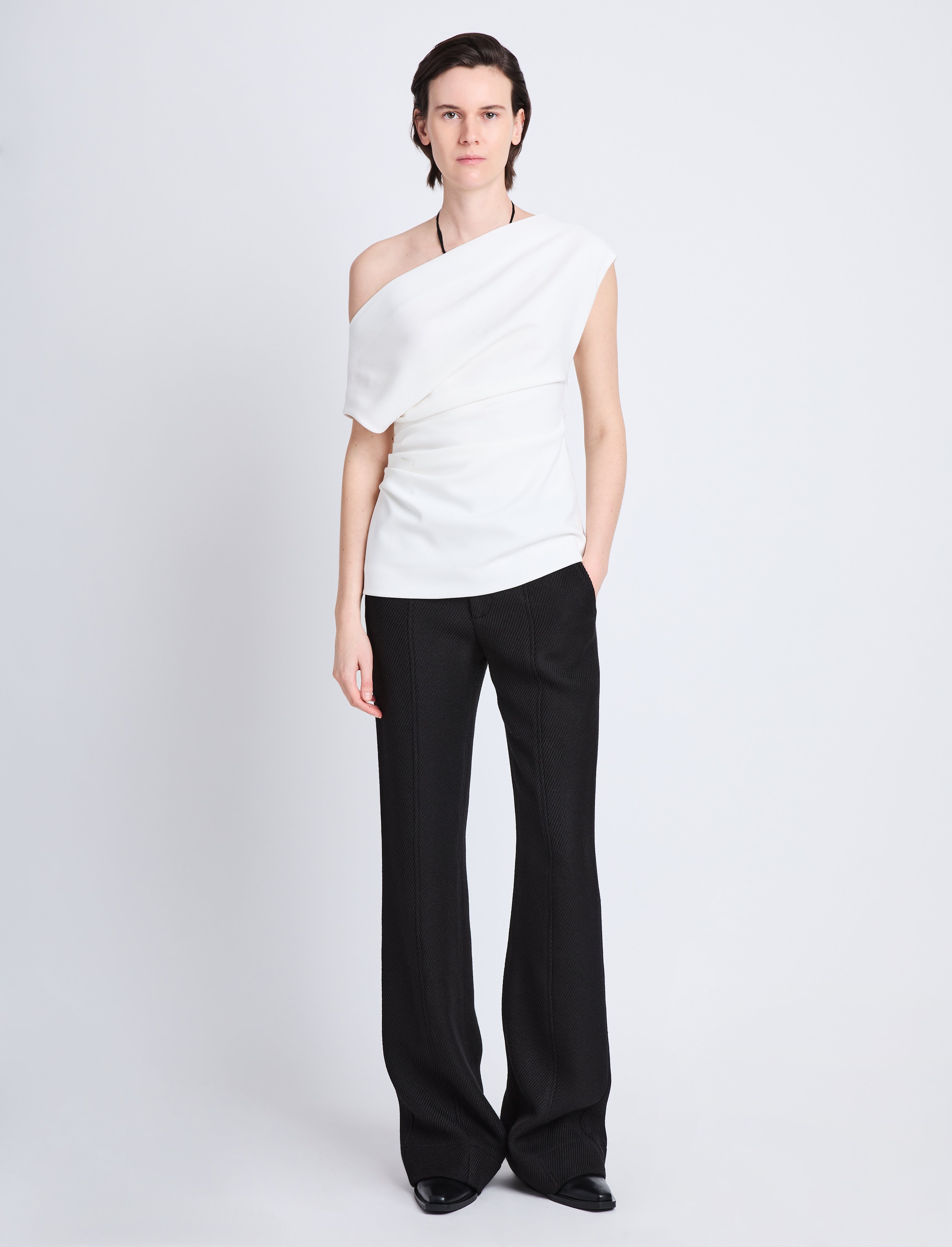 Francesa Off The Shoulder Top in Matte Viscose Crepe - 3