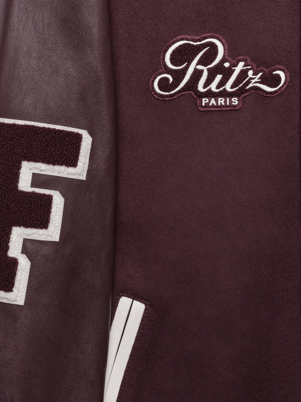 Ritz Unisex Varsity Jacket in Bordeaux - 2