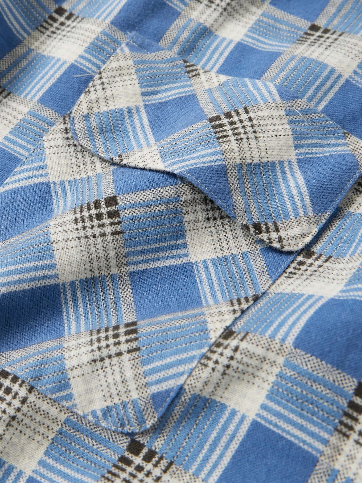 Convertible-Collar Checked Cotton-Flannel Shirt - 4
