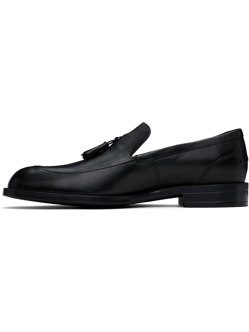 Black Tassel Leather Loafers - 3