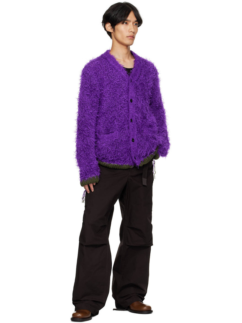 sacai Purple Furry Knit Cardigan outlook