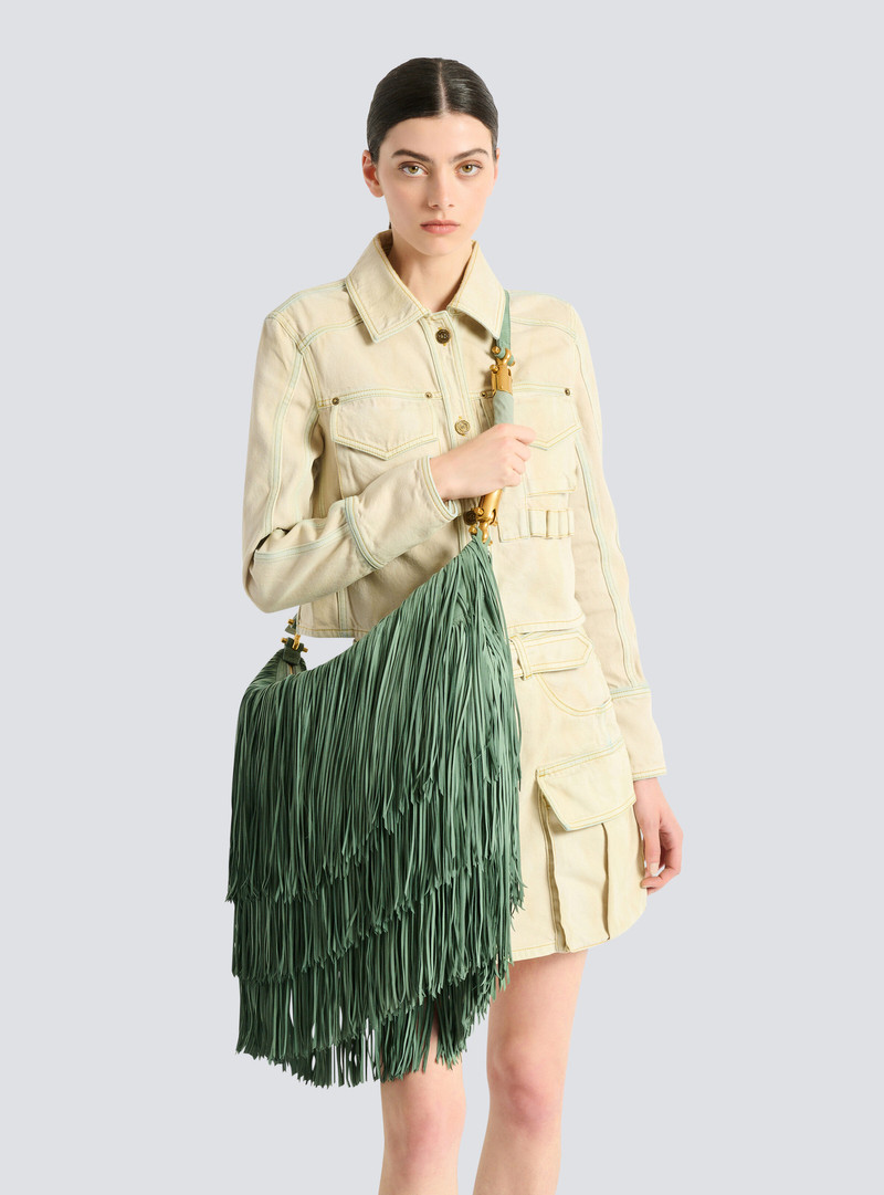 Ébène Hobo Large fringed suede bag 8