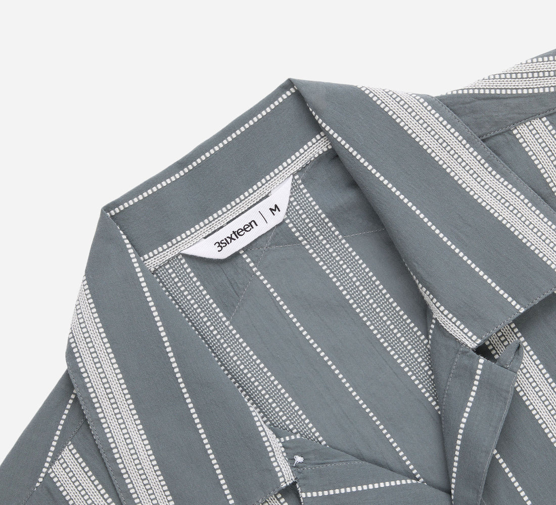 Cabana Shirt - Sage Ticking Stripe - 3