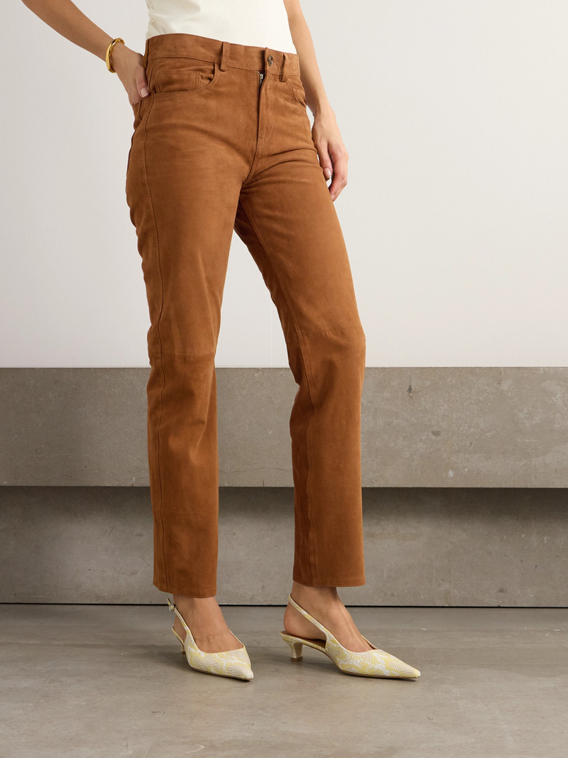 Viva Paso Paneled Suede Straight-leg Pants 4