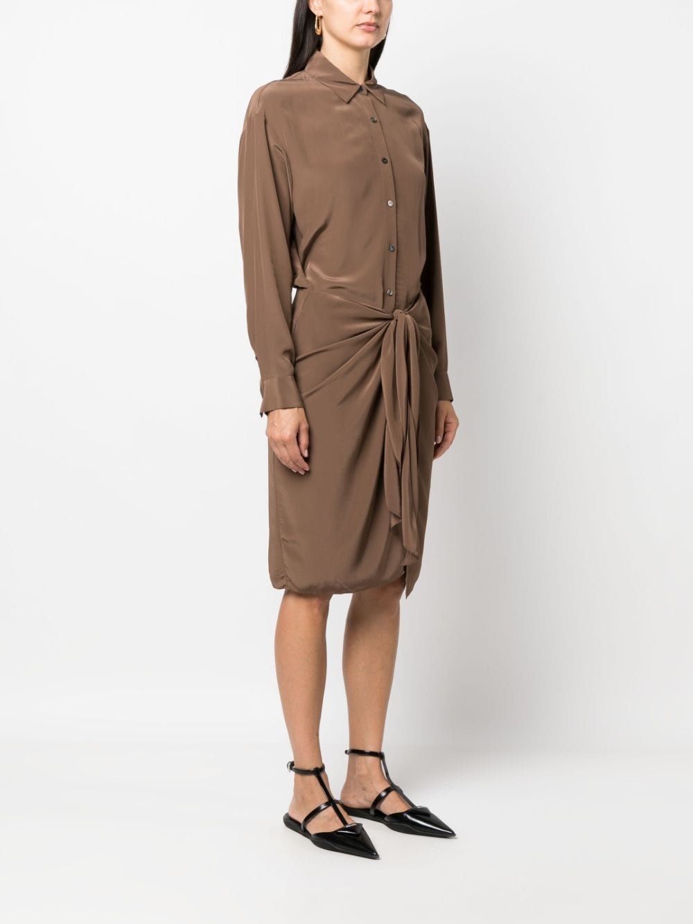 Sarong draped shirtdress - 3