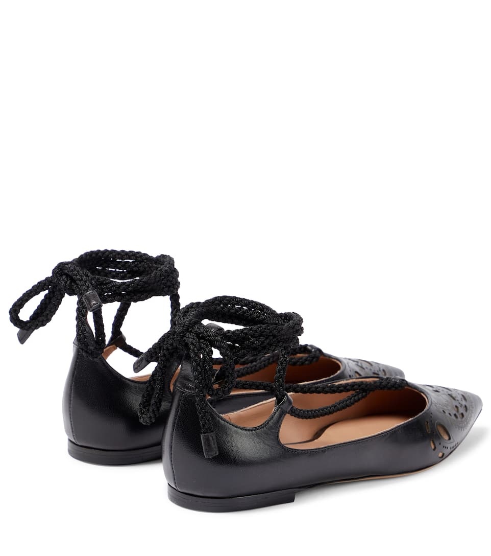 Perforated leather ballet flats - 3